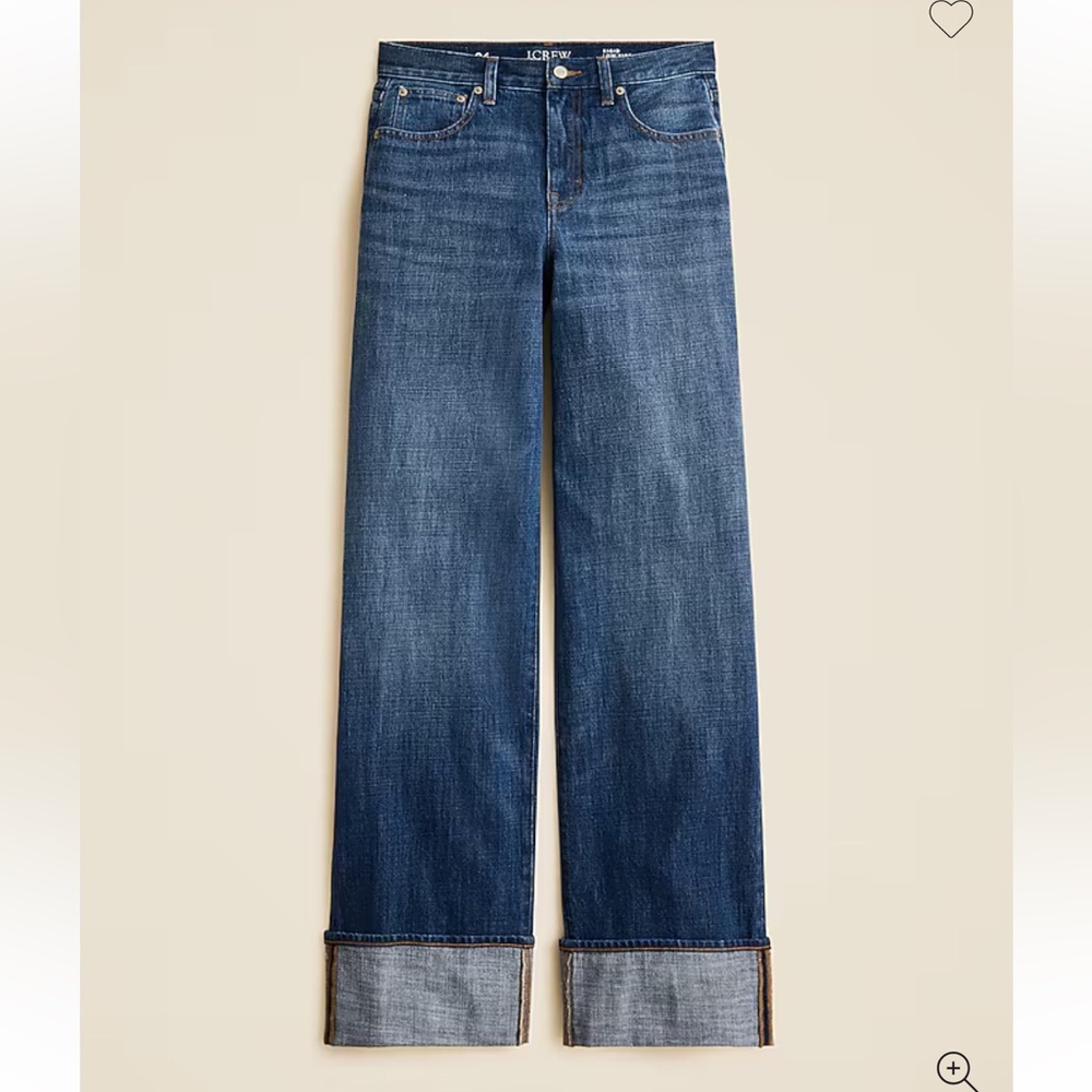 J. Crew High-Rise Wide-Leg Cuffed Jeans in Medium Blue - Picture 16 of 16